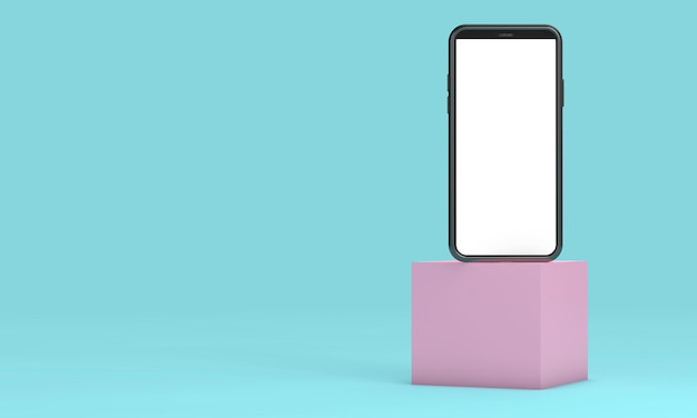 Modern frameless smartphone blank screen template abstract background 3D Rendering