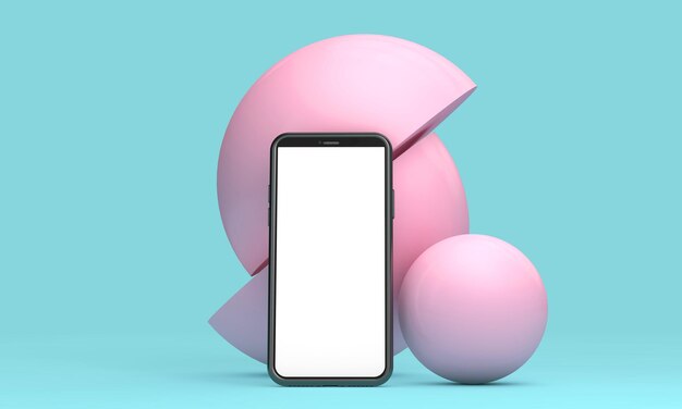 Modern frameless smartphone blank screen template abstract background 3D Rendering