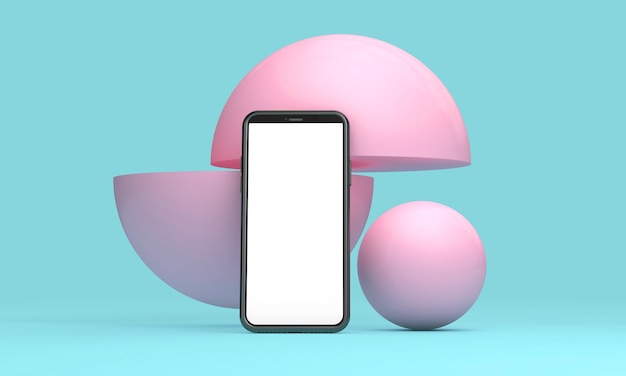 現代のフレームレススマートフォン空白画面テンプレート抽象的な背景3Dレンダリング