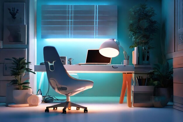 A modern freelancers or businessman office roomfilled with the latest technology gadgets monitor