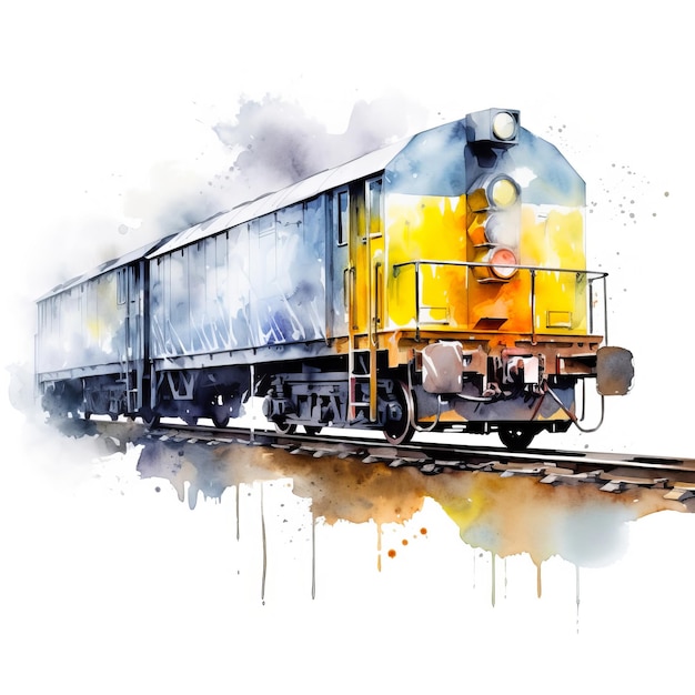 Modern freight car rail vehicle square illustration