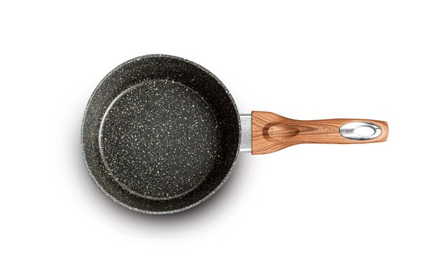 Modern frying pan with nonstick granite coating isolated on white background With clipping path