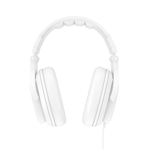 흰색 바탕에 클레이 스타일의 현대적인 재미 십대 흰색 헤드폰. 3d 렌더링
