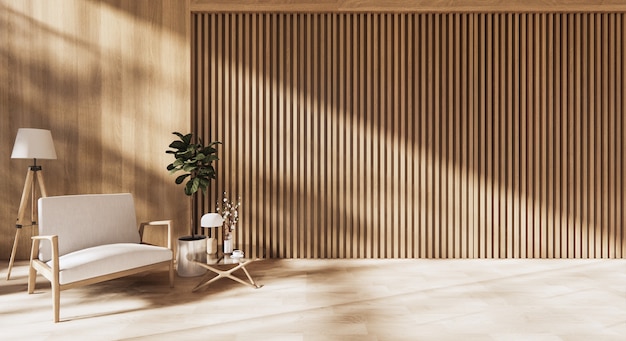 사진 나무 벽과 현대 가구 인테리어 디자인