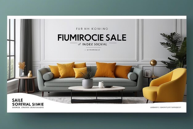 Photo modern furniture sale horizontal banner design templete