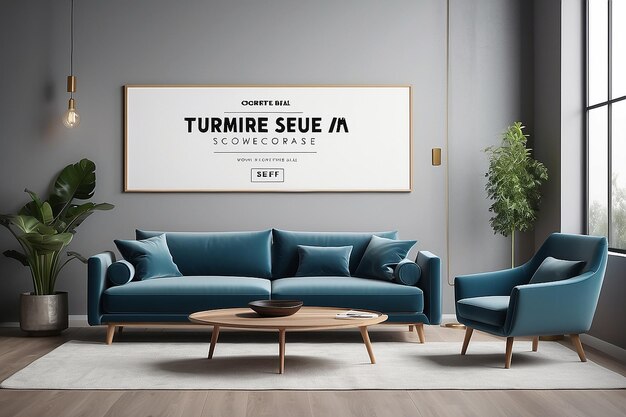 Photo modern furniture sale horizontal banner design templete