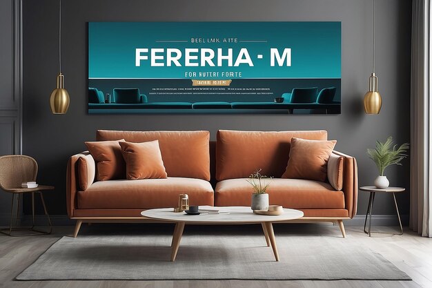 Photo modern furniture sale horizontal banner design templete