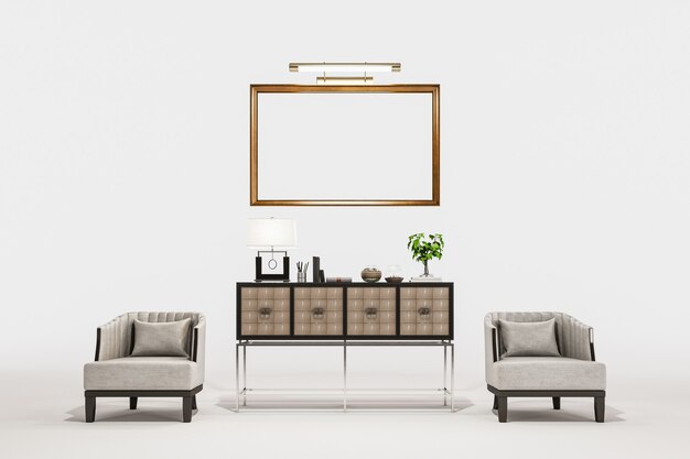 The modern furniture in white studio. design concept.