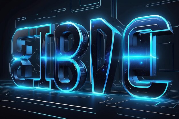 modern futuristic blue metaverse text effect with hologram panel