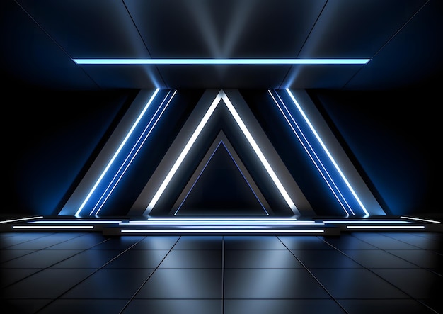 Modern Futuristic Blue Neon Lights Background