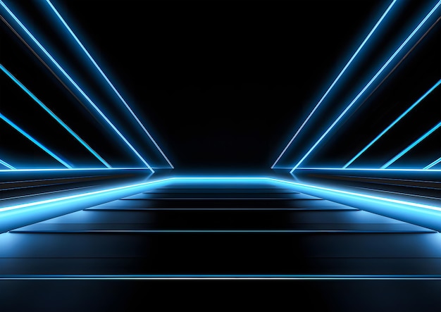 Modern Futuristic Blue Neon Lights Background