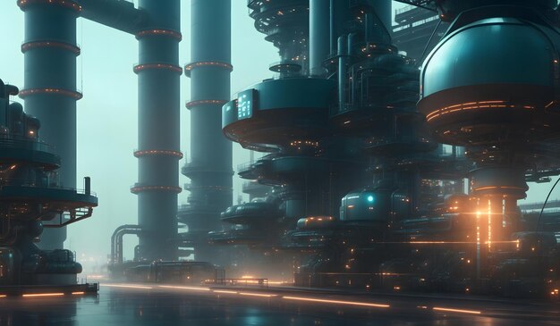 Modern futuristic factory industry Generative AI