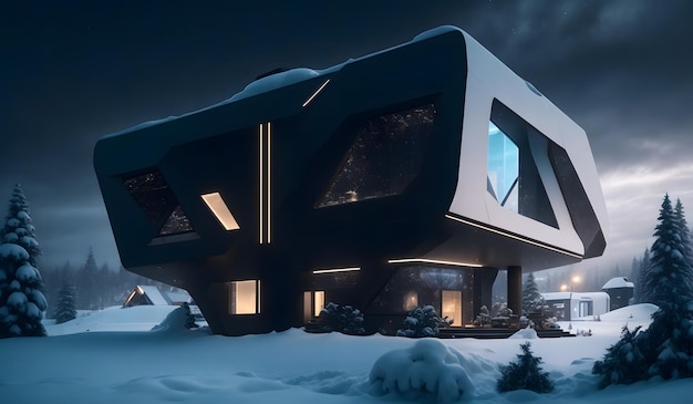 현대 미래 집 건축 배경 생성 AI