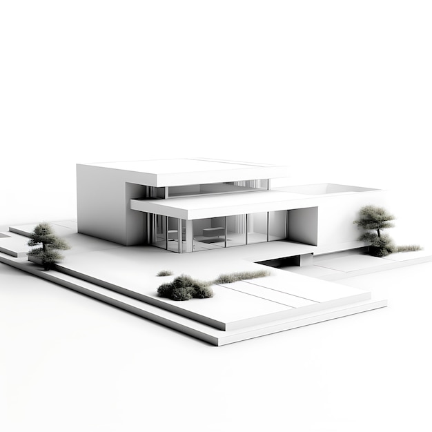 Modern and futuristic house with white background