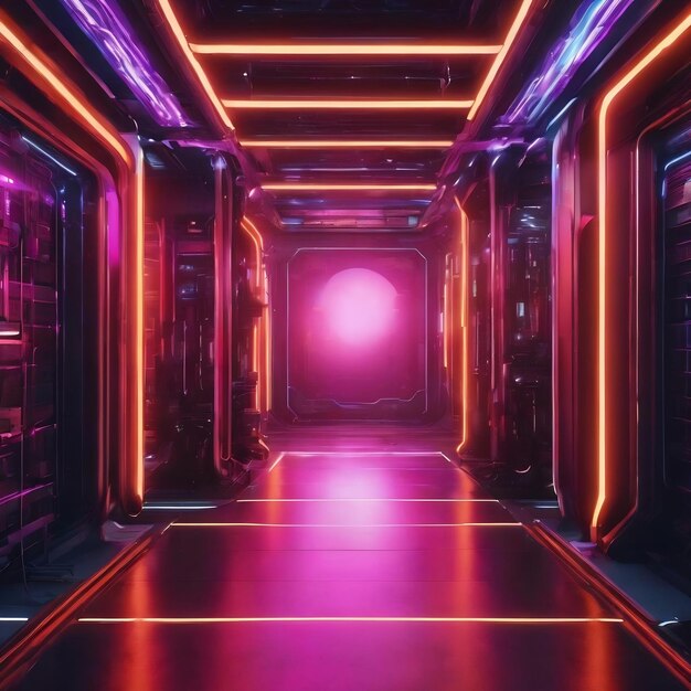 Modern futuristic sci fi background with neon light