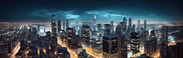 Photo modern futuristic smart metropolis city skyline technology banner background generative ai