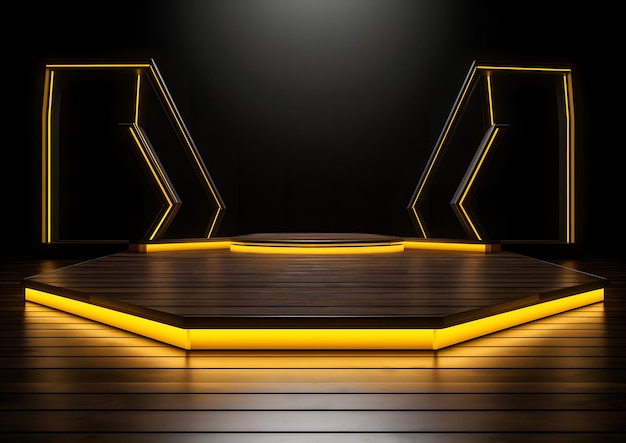 Modern Futuristic Yellow Neon Lights Background
