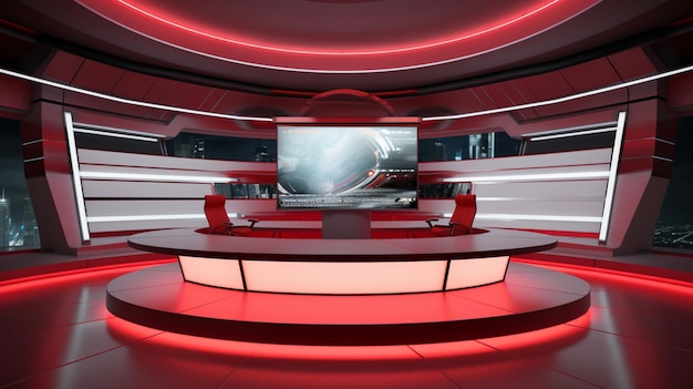 Modern futuristisch interieur voor nieuwsuitzendingen
