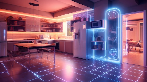Modern futuristisch keukeninterieur Generatieve AI