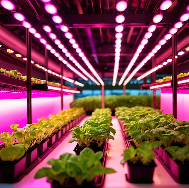 Photo modern futurustic high tech vertical farm using hydroponics