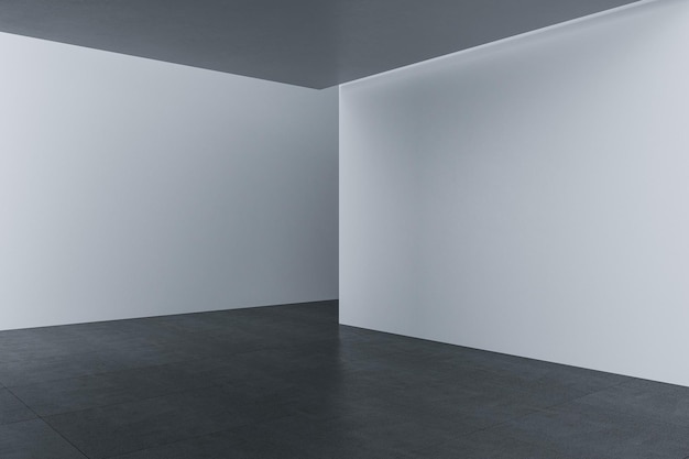 Modern gallery interior with empty wall