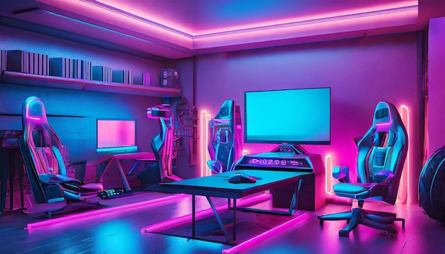 Modern gaming room light neon color