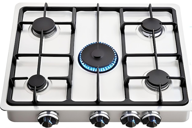 Photo modern gas stove white closeup hob gas stove using natural gas or propane for cooking products