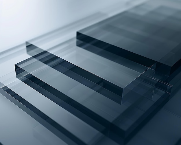 Modern geometric layout with layers of translucent squares creating a sleek and elegant visual effect