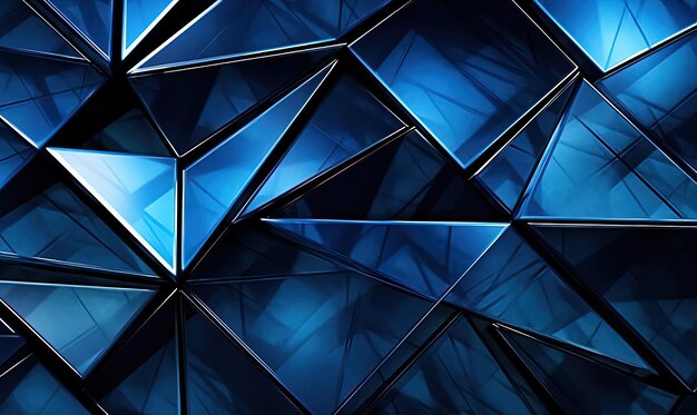 파란색과 검은색 배경을 가진 삼각형 삼각형의 현대적인 기하학적 패턴