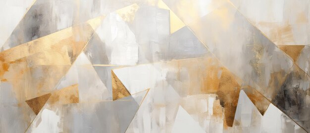 Modern geometric stripes painting paint strokes beige gray and gold colors