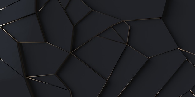 Photo modern geometric wallpaper black and gold background 3d illustration