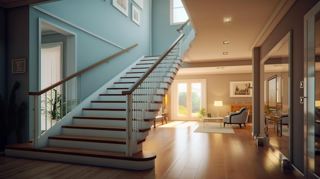 Photo the modern german stair hall a classic with a twist generative ai