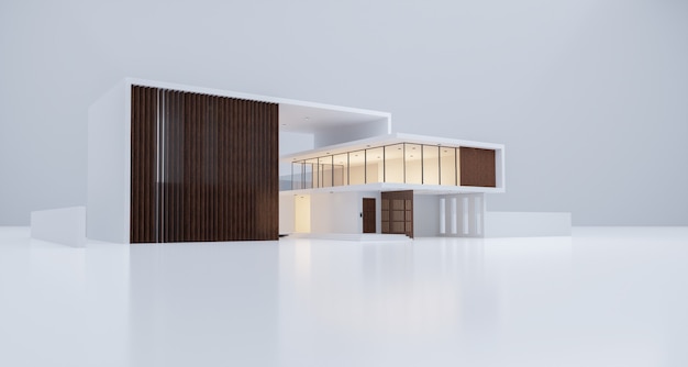 Modern gezellig huismodel in luxe stijl. 3D-rendering