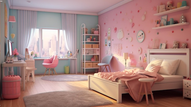 The Modern Girl Bedroom A Space for Creativity and Imagination 제너레이티브 AI