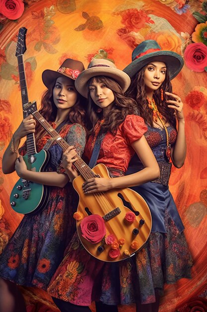 A modern girlie band posing for their cd cover