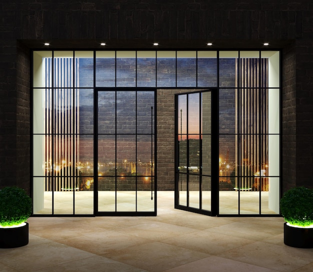 Modern glass black office entrance loft door