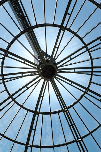 Modern glass roof and blue sky on background