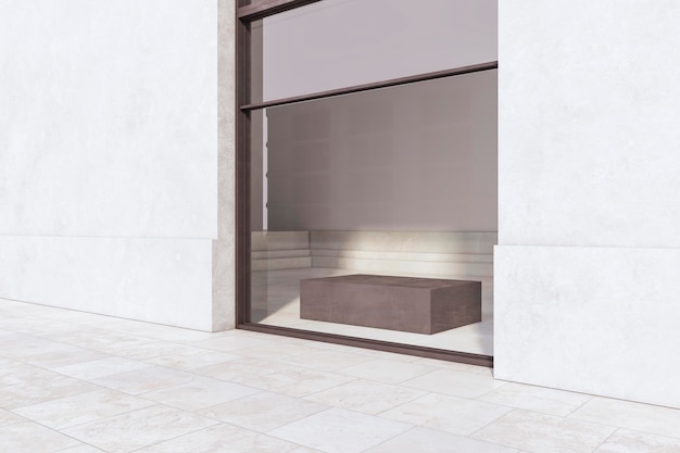 Photo modern glass showcase in concrete building exterior shop and retail concept 3d rendering
