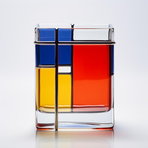 Modern Glass Vase In Bauhaus Style With Vibrant Color Blocks