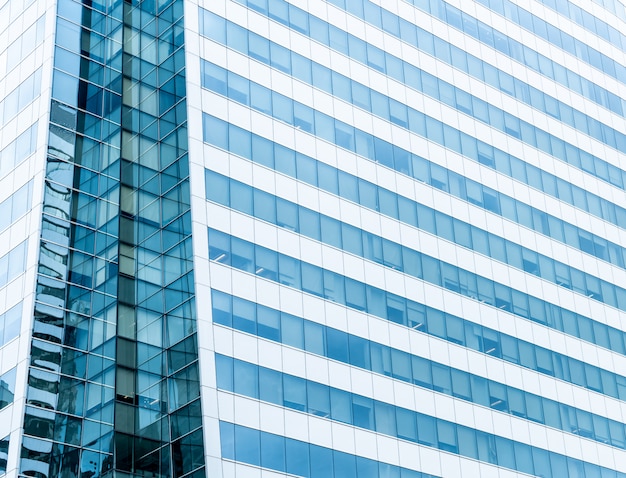 Modern glass wall of office building