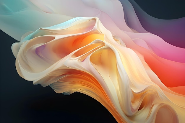 modern glossy colorful translucent fluid motion waves 3D illustration