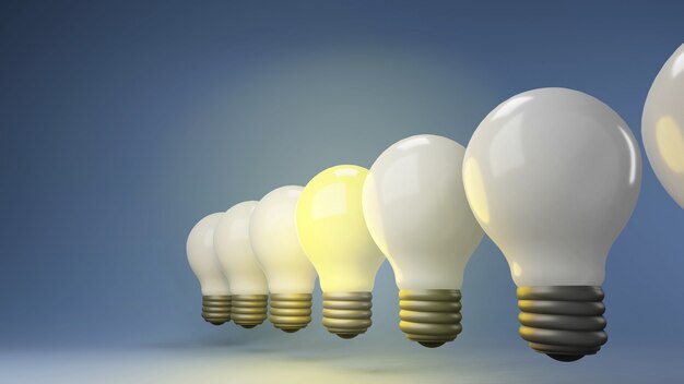 Modern glowing lamp bulb 3d render