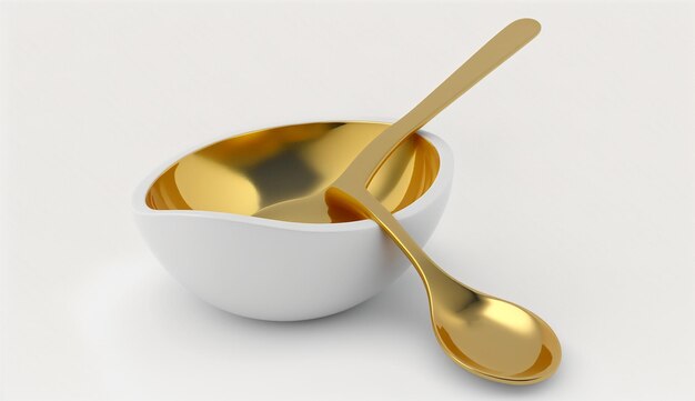 Modern golden soup sauce ladle kitchen utensil picture AI Generated image