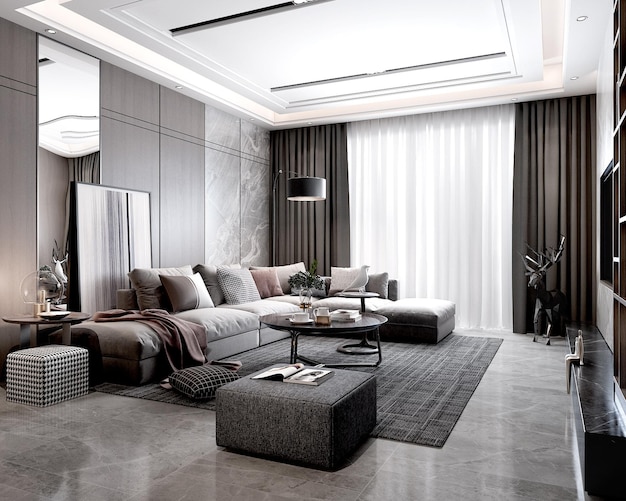 modern gray living room interior