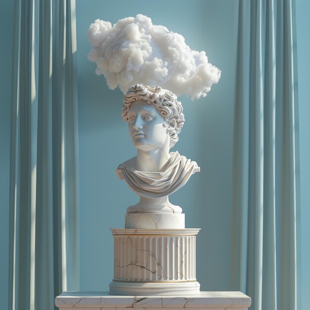 a modern Greek sculpture on top of a podium