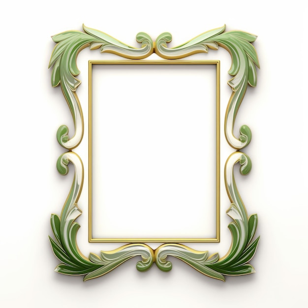 Modern Green And Gold Frame Rococo Whimsy With Botanical Illustrations