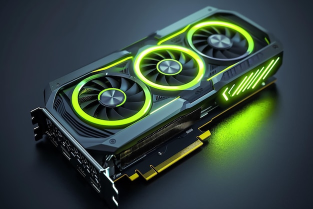 Photo modern green gpu graphic card