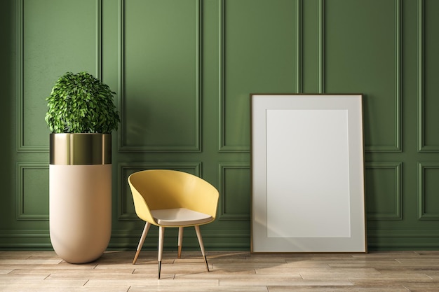 Modern green interior with poster