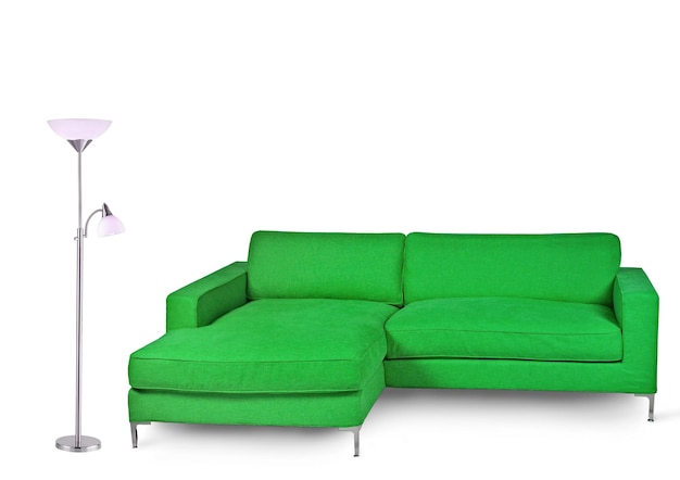 Photo modern green sofa isolated on white background