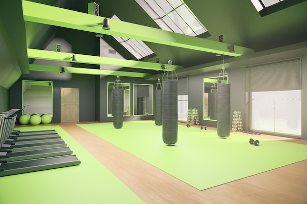 Foto modern groen sportschool interieur